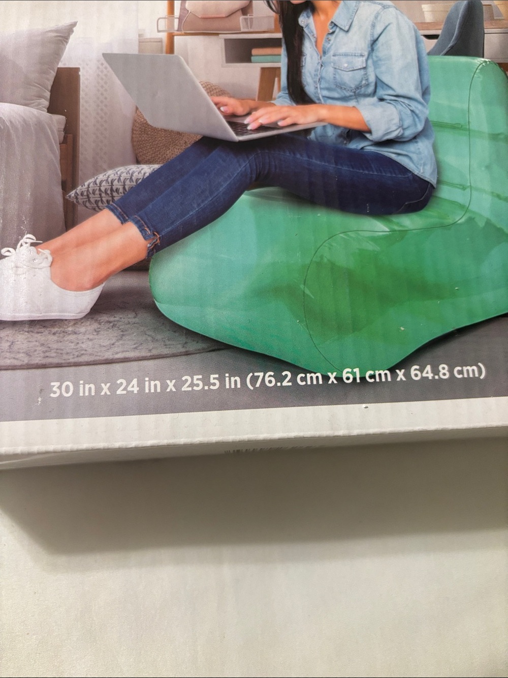 True Living Inflatable Chair - Green New In Box - Picture 2 of 2